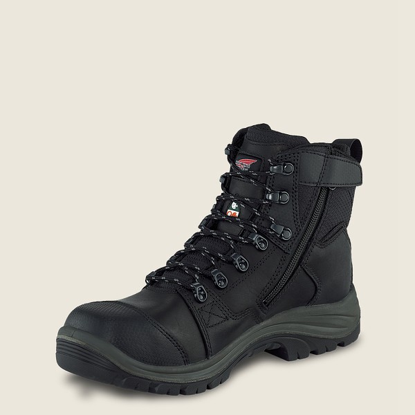 Mens Red Wing Trades - 6-inch Side-zip Waterproof Csa Toe - Safety Boots Black - XRS127498